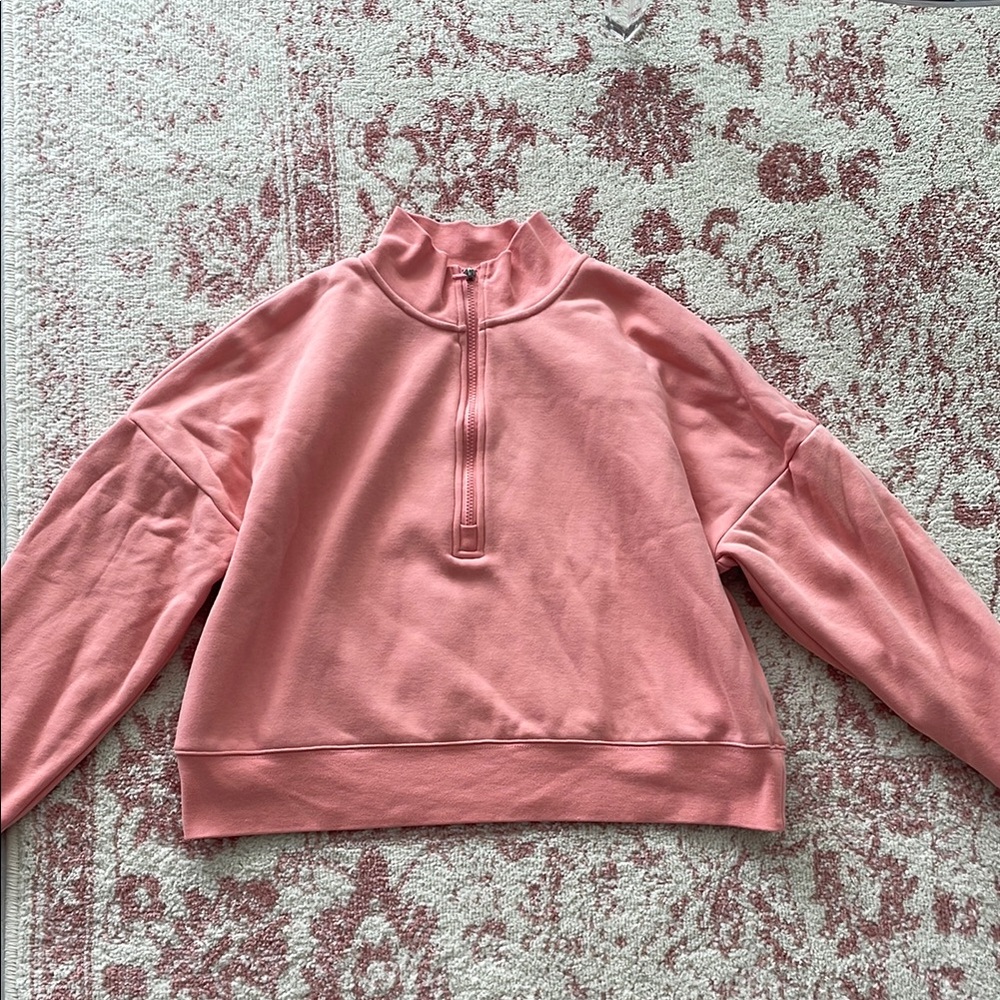 Fabletics Pink Cozy Fleece Quarter-Zip Sweatshirt